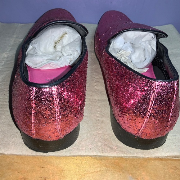 Amali Barnes metallic sparkle glitter pink slip on loafers Sz 9.5 - Picture 4 of 7